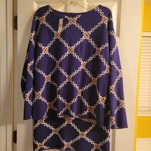 Ann Taylor PURPLE and BEIGE Chain Pattern Skirt Set